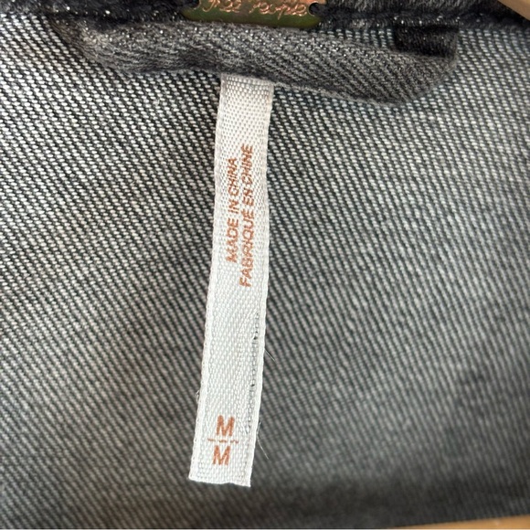 Free People James Dean Crop Moto Jacket Washed Black Womens Medium Cotton Blend - Picture 6 of 10